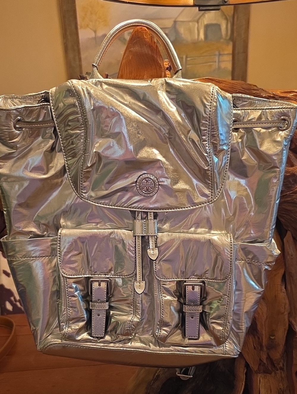 Tory Burch - Metallic Silver Women's Tote Backpack